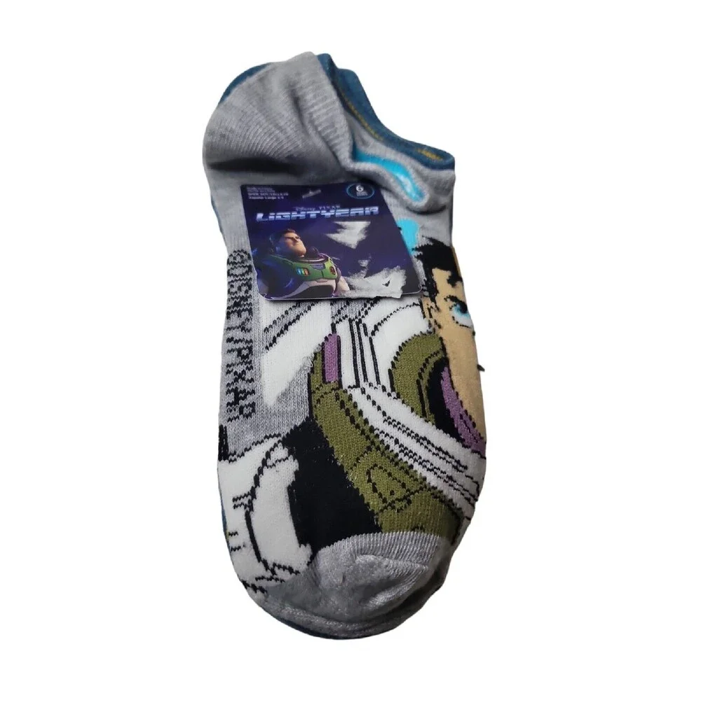 New 6 Pack Disney Pixar Buzz Lightyear Sock Sz 3-9 Men Or Women Adult Socks